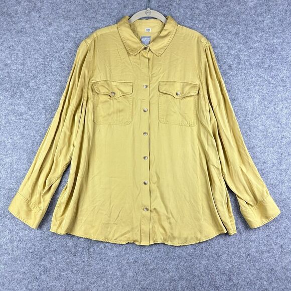 Chicos Size 4 Blouse Top Womens Long Sleeve Modal Button Modern Careerwear 20/22 - Picture 1 of 14